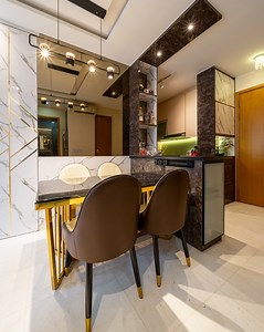 Daisy Suites: Efficient Home Design Tour Overview Discover the well-crafted space in this house with a laundry rack system, dining area for four, and a fully equipped dry and wet kitchen. #HomeDesign | Property Lim Brothers | Facebook