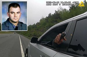 Trooper Richard Albert leaves Ellis Hospital after he was shot during a routine traffic stop