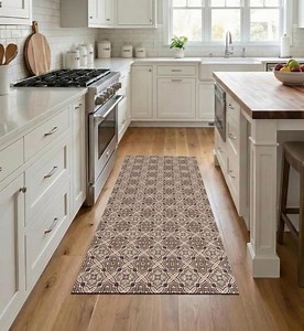 Brown Tile Kitchen Runner - Non-slip Rug - Rustic Boho, Long Mat - Hallway and Entryway Rug - Etsy