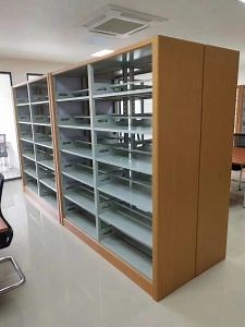 [Hot Item] Library Book Shelves Metal Office Rack Bookshelf Furniture Double-Sided Steel Bookcase