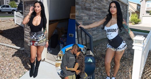 WATCH: Travis Hunter's fiancée Leanna rocks Colorado star's face pin on custom white top and baggy pant outfit