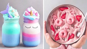 Mermaid unicorn dessert jars & flamingo cream dessert