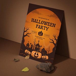 Halloween Party Poster Vorlage: Gruseliger Kürbis & Spukhaus Design (editierbar) - Etsy.de