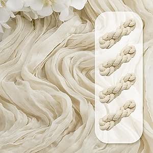 Beige Table Runner 36x120 Inches: Cheesecloth Table Runner 4 Packs - Valance Table Swags Gauze Rustic Table Decoration