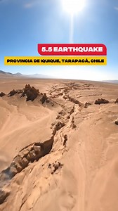 66K views · 1.5K reactions |  5.5 Earthquake Near Iquique, Chile A strong magnitude 5.5 earthquake struck inland southeast of Iquique, Chile, on Saturday morning at 9:18 am local time. The quake occurred at a depth of 97 km and was felt across parts of the Tarapacá region. No tsunami threat has been issued and there are no confirmed reports of damage at this time. #Earthquake #Chile #SeismicActivity | Above The Norm News | Facebook