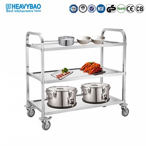 [Hot Item] Heavybao Stainless Steel Hotel Catering Trolley Food Serving Metal Trolley