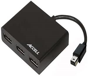 Accell mDP-3DP Multi Monitor Splitter - Mini DisplayPort 1.2 Multi-Stream Transport (MST) Hub - 1x Mini DisplayPort connector, 3x DisplayPort outputs,Black,K088B-003B