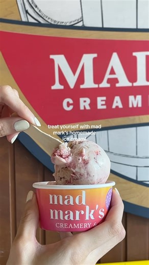satisfy your sweet tooth cravings with mad mark’s ice cream! treat yourself to 16 flavors available in cups, cones, or tubs🍦 | Mad Mark's Creamery and Coffee