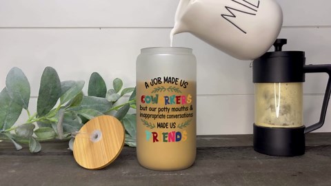 KLUBI Coworker Leaving Gifts for Women - Women A Job Made Us Coworkers But Our Sarcasm 16oz Glass Thank You Work Friendship Gifts for Coworkers Friends