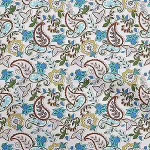 oneOone Silk Tabby Turquoise Blue Fabric Asian Paisley Floral Sewing Craft Projects Fabric Prints by Yard 42 Inch Wide