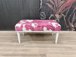 Cowhide Print Bench, Pink Ottoman Bench, Furry Bench, Piano Bench, Upholstered Bench, Bedroom Bench, Telephone Bench, BENCH Cow-pink - Etsy