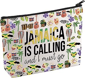 KUIYAI Jamaica Vacation Makeup Bag for Lovers - Cosmetic Travel Gift for Girls Trip - Souvenir for Travelers (JamaicaMakeup)