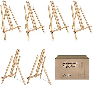 Easel Tabletop Painting Easel 6 Pcs 16"Easels Stand Wooden Easel for Painting Canvases Art Easel for Display/Painting Party/Kids/Adults/Wedding/Classroom/Art Projects