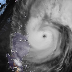 Typhoon Marce is barreling towards landfall over the northern coast of Luzon in the Philippines. Winds are 215 km/h (130 mph). #Yinxing #MarcePH | Zoom Earth