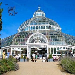 [Hot Item] Custom Decor Large Outdoor Event Metal Greenhouse Orangery Glass Houses Galvanized Wedding Gazebo Glass Sun Room