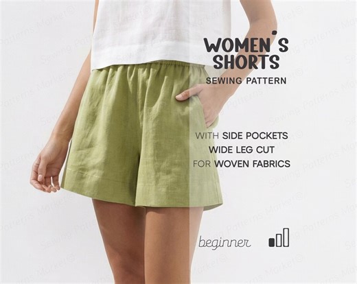 Simple Shorts Pattern for Women, Wide Leg Shorts Sewing, Linen Short Pattern for Beginners, Shorts With Pockets - Etsy