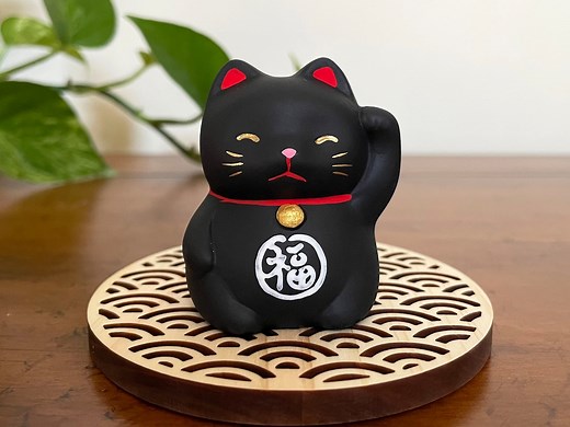 Black Maneki Neko, Japanese Lucky Cat, Feng Shui Decor - Etsy