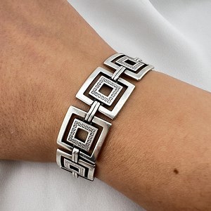 Sterling Silver Greek Key Bracelet | Vintage 925 Silver | Statement Jewellery - Etsy