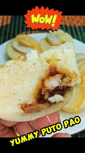 Puto Pao na may juicy pork asado filling—sobrang lambot at nakakagutom! 🔥🥟