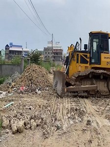 Amazing Operation! Shantui Bulldozer Filling Flooded Roadside Land with Small Dump Trucks. #excavator #construction #bulldozer | Excavator Cambodia I