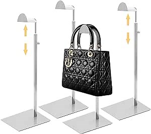 Royxen 4 Pack Handbag Rack Stainless Steel with Adjustable Height, Purse Display Stand (Silver (4pcs))
