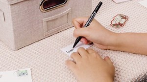 Greeting Card Storage Box, Linen Storage Box with 32 Adjustable Dividers, 168 Labels, 2 Marker Pen, Perfect for Organizing Greeting Cards, Envelopes, Photos 2 Pack Grey