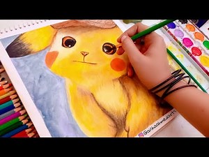 Drawing Pokémon Detective Pikachu | How to Draw pikachu | Detective Pikachu watercolor painting,