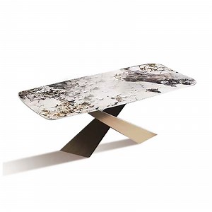 [Hot Item] Hot Sale Ceramic Dinner Table Sintered Stone Top Home Furniture Set Indoor Dining Table