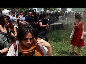 Turkey's riot icon: Woman in red dress