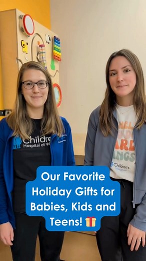 Looking for gift ideas for a child in your life this holiday season? Children’s Wisconsin experts share their favorite gifts to encourage development and well-being for all ages! 🎁✨ Check out the list of our favorite gifts for each age group… 👶 Babies: textured rattles, crinkle books, high contrast books and tummy time mirrors 🧸 Toddlers: play couches and foam play blocks 🖍️ Preschoolers: pretend play toys like doctors’ kits or toy kitchens, and category games 🏫 School-Aged Kids: memory gam