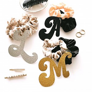 Monogram Letter Tags | Scrunchie Hair Tie Gift for Bridesmaids Girls Trip Birthdays Baby Shower, Custom Bridesmaid Gifts, Gift Box Fillers - Etsy