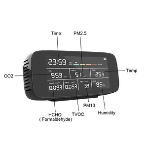 [Hot Item] Multi-Function Formaldehyde Detector Pollution Monitor Temperature & Humidity Meter Monitoring Tvoc/Pm2.5/Pm10/Aqi with Time Display