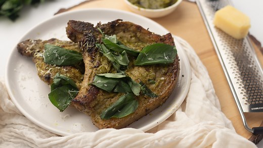 Pesto Pork Chops Recipe - Tasting Table