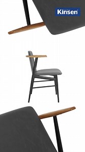 A versatile piece of chair ideal for any room, this retro chair is perfect for a variety of different settings. The high quality leather look upholstery features a beautiful plush finish, completed with iron legs and a pair of wooden armrest to showcase its retro appearance. | Kinsen Home