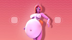 #3059772 - questionable, artist:blopfry, oc, oc:charoite streak, unicorn, anthro, 3d, animated, belly, belly inflation, big belly, breasts, female, huge belly, inflation, nipples, nudity, revamped anthros, solo, solo female, sound, source filmmaker, stomach noise, webm - Derpibooru
