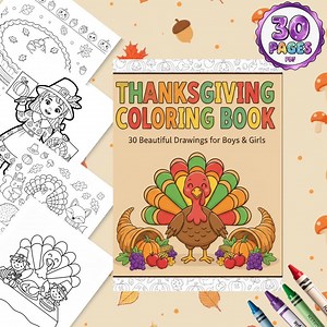 Thanksgiving Coloring Book, Creative Fun for Kids ,PDF for Print. - Etsy