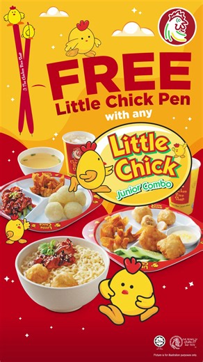 1K views · 18 reactions | Get your FREE Little Chick Pen with any Kid’s Meal purchase now! Valid for one (1) Little Chick Pen per purchase of one (1) Little Chick Junior Combo for kids below 12 years old only. Terms & conditions apply. *While stocks last. For more info visit https://www.thechickenriceshop.com/.​ #thechickenriceshop #tcrsmy #kidsmeal | The Chicken Rice Shop | Facebook
