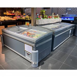 [Hot Item] Supermarket Commercial Large Capacity Display Sliding Glass Door Chest Island Freezer