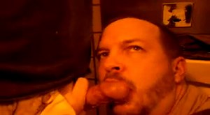 head in a rest area bathroom