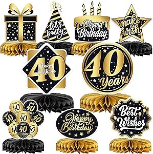 Huge, 40th Birthday Centerpieces for Tables - Pack of 9 | 40th Birthday Table Decorations | Happy 40th Birthday Decorations for Men | 40th Birthday Decorations Women | 40 Birthday Decorations for Men