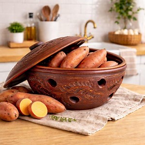 Clay Potato & Sweet Potato Storage Pot – Breathable Terracotta Vegetable Keeper – Plastic Free Countertop Kitchen Storage - Etsy Canada