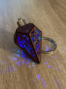 Laser Cut LED Key Ring Trapezohedron Shape With Reflective Sacred Geometry Pattern - Etsy Canada