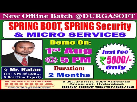 SPRING BOOT, SPRING Security & MICRO SERVICES Offline Training @ DURGASOFT