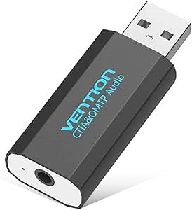 Vention External USB Sound Card,USB Audio Adapter with 3.5mm Aux Microphone Jack for Headset,PC,Laptops,PS4,Windows,Mac(Black)