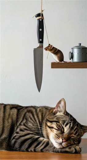 Cat’s out cold but this mouse walks fearless in the night #cats #mouse #wildlife