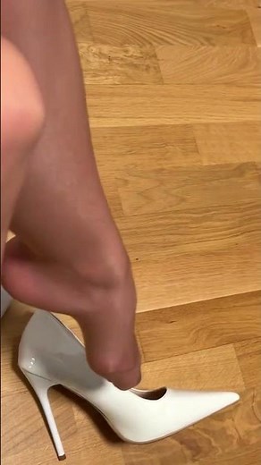 Shiny Pantyhose & White High Heel Stilettos #pantyhose #nylon #highheels