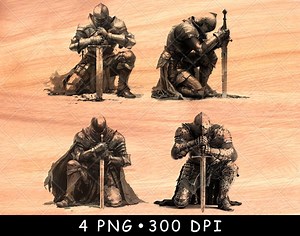 Kneeling Knight Sword PNG Set | Medieval Warrior Laser Engraving Designs for Wood, Gifts, Coasters, Rustic Decor - Etsy Canada