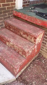 Before & After porch steps painted. Paint used was Sherwin Williams Porch & Floor Enamel [color: SHAMROCK]. #oleszkohandymanptg #morgantown #morgantownwv #wv #WestVirginia #handymanservices #paint #painter | Oleszko Handyman & Painting