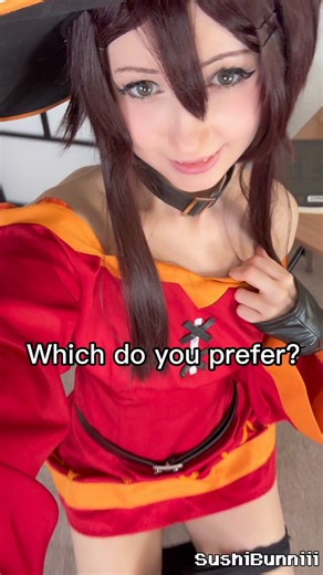 RT @SushiBunniii: Which one you choosing?(Only true perverts would pick number 4...)#Konosuba #このすば Megumin めぐみん Cosplay