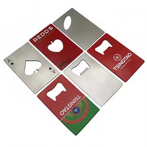 [Hot Item] Colorful Custom Logo Shape Blank Sublimation Stainless Steel Credit Card Bottle Opener for Hofbrauhaus Rolling Rock Labatt Blue
